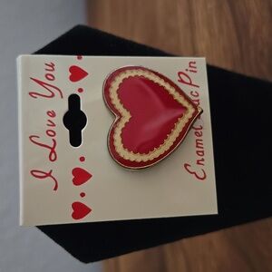 VTG I Love You - Heart Enamel Pin - Red and Gold - NWT